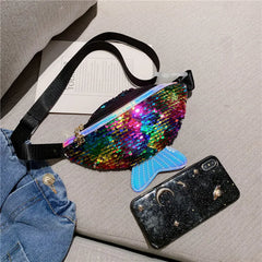 Sequined Fishtail Kids Waist Bag - Mobile Coin Purse