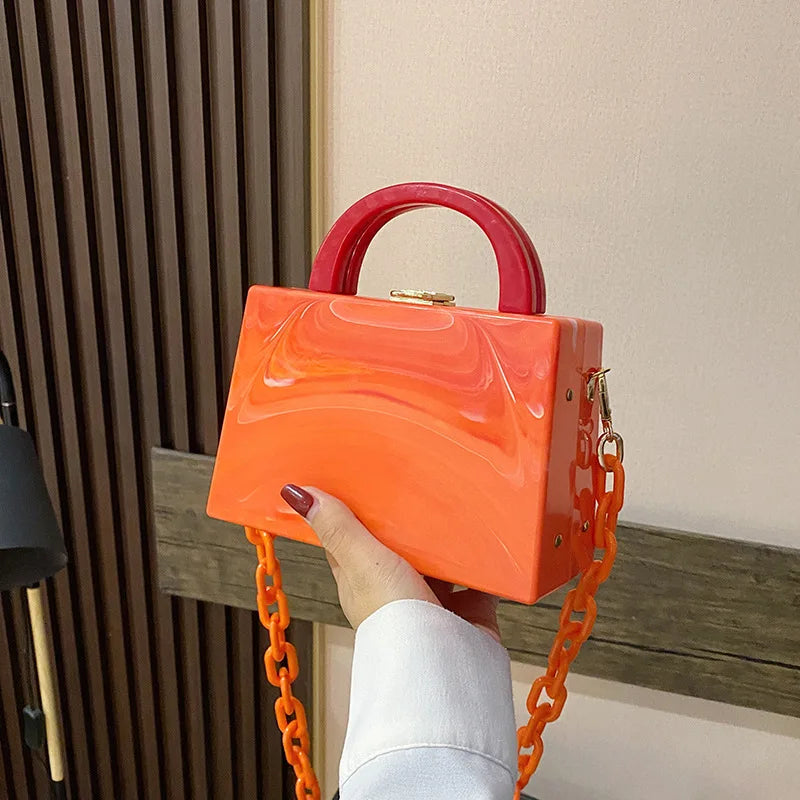 Acrylic Chain Buckle Women Party Clutch Evening Bag And Purse