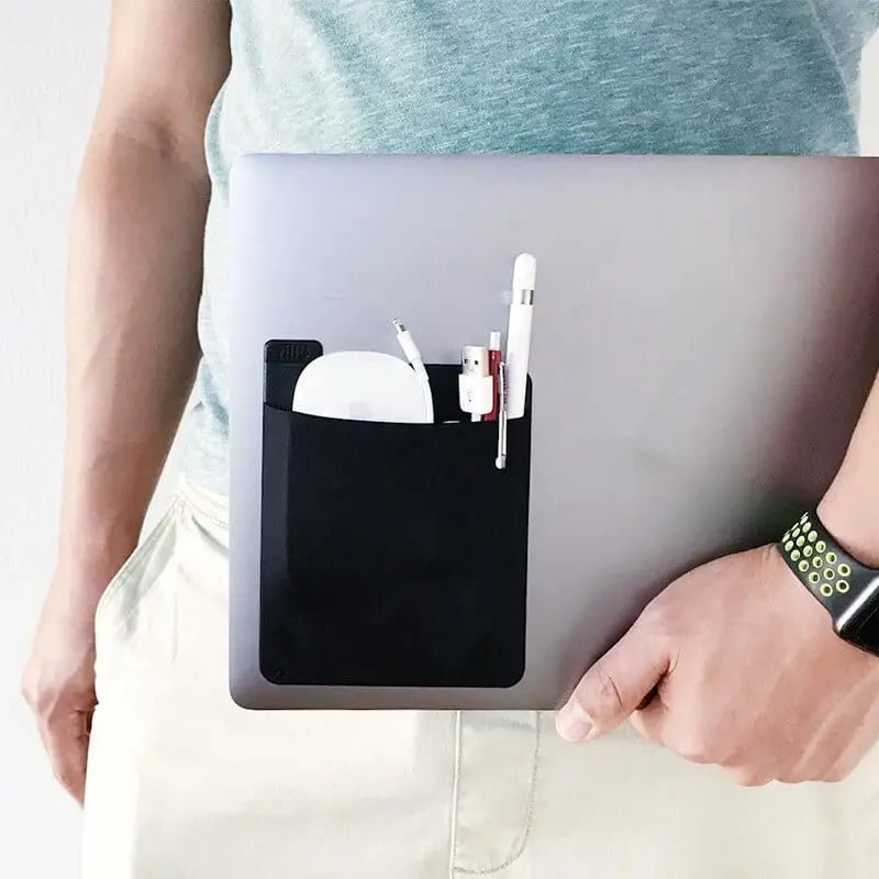 Adhesive Laptop Back Storage Bag Multi-Pocket Organizer