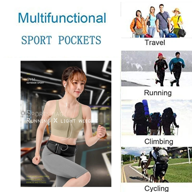Adjustable Running Pouch Waist Bag Phone Holder Fanny Pack for Unisex