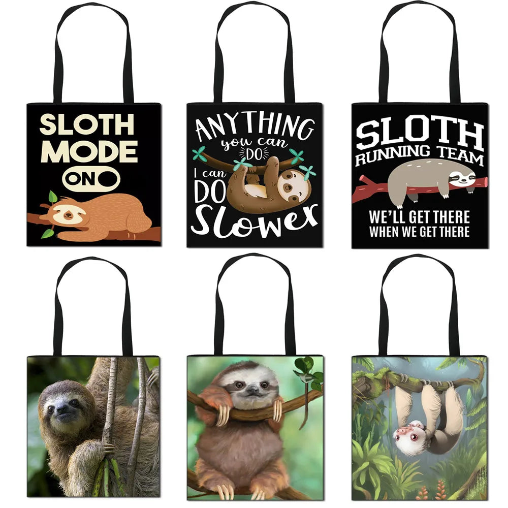 Adorkable Animal Sloth Casual Totes Bag Women Portable Canvas Shoulder