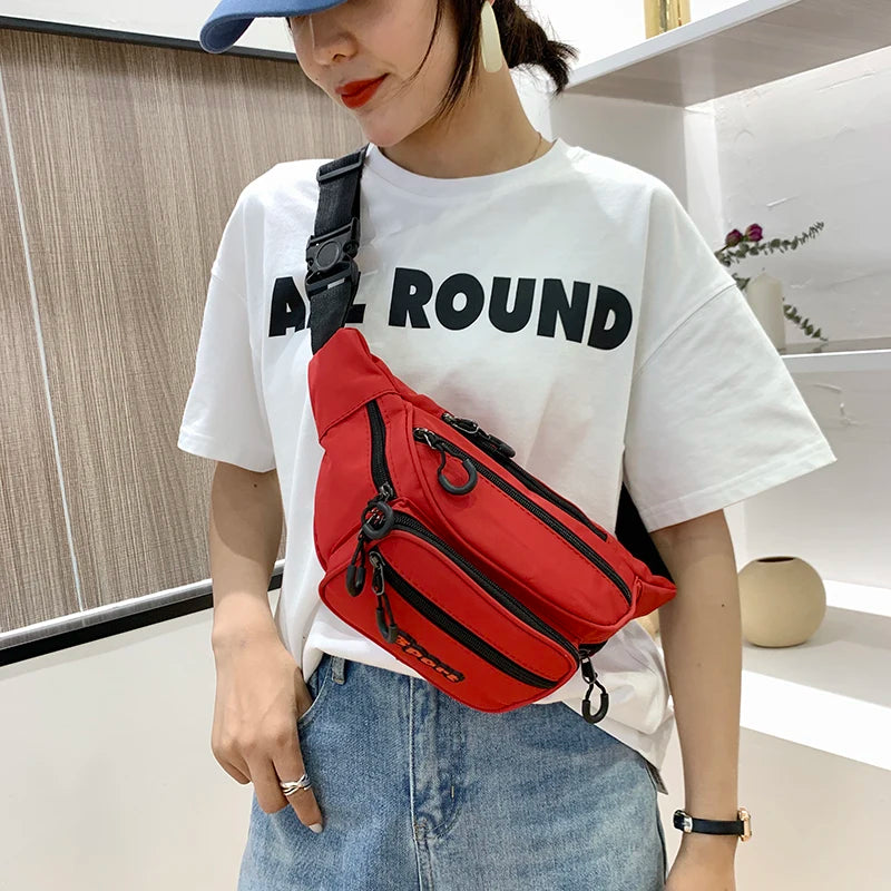 Letter Patterns Waist Bag Adults Chest Pack Red/Green/Black