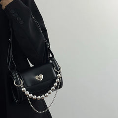 Polyester Barrel Shaped Beaded Chain Shoulder Bag