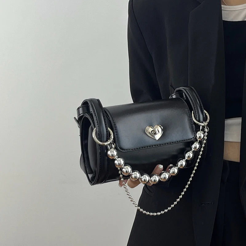 Polyester Barrel Shaped Beaded Chain Shoulder Bag