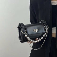 Polyester Barrel Shaped Beaded Chain Shoulder Bag