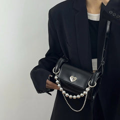 Polyester Barrel Shaped Beaded Chain Shoulder Bag