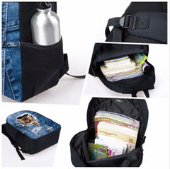 3 Pcs 3D Ice Soccerly/Foot Ball Pattern School Backpack