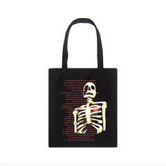 Gothic Skull Tote Bag Vintage Skeleton Shoulder Handbag