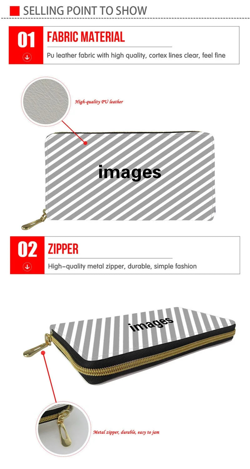 African Style Print Long Wallet Retro Teenager Zipper Portfel Damski