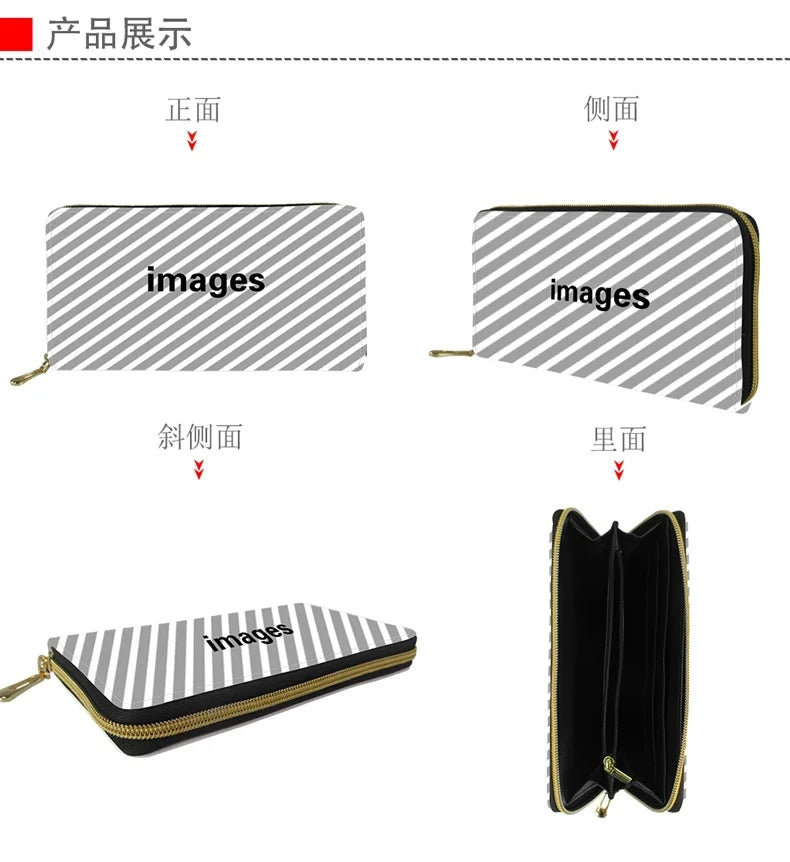 African Style Print Long Wallet Retro Teenager Zipper Portfel Damski
