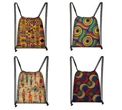 African Women Drawstring Bag Afro Girls Travel Bag