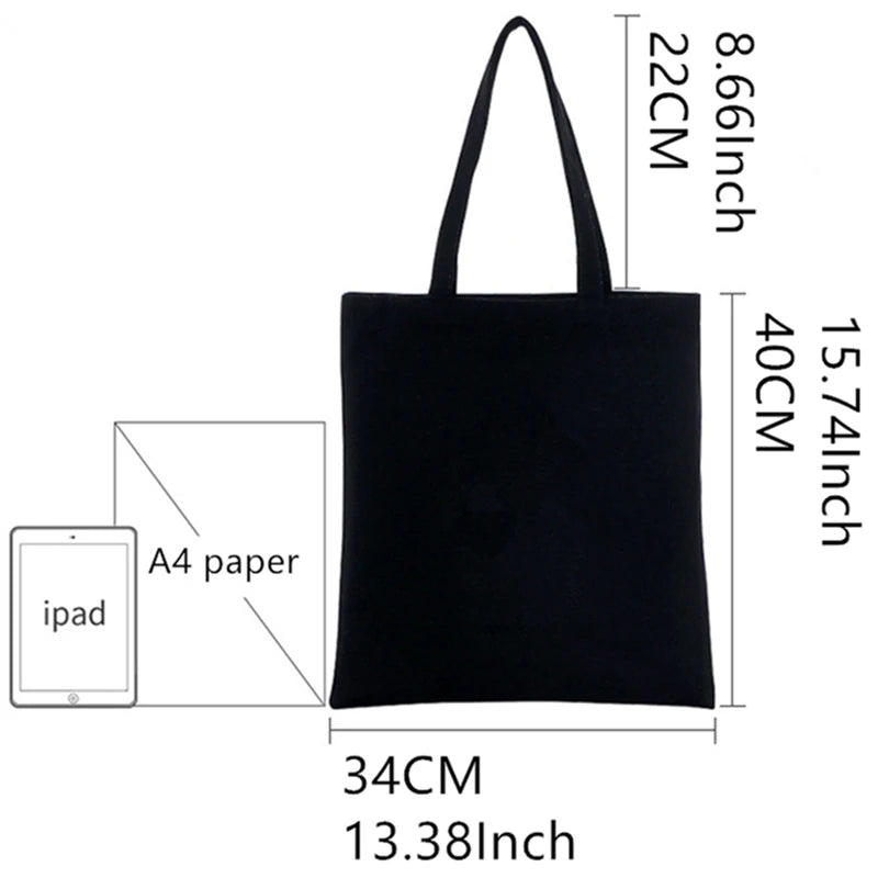 Aggretsuko Karaoke Rage Canvas Shopping Bags Women Shoulder Cloth Bags