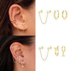 Silver Turquoise Crown Star Moon Zircon Snake Earrings Set