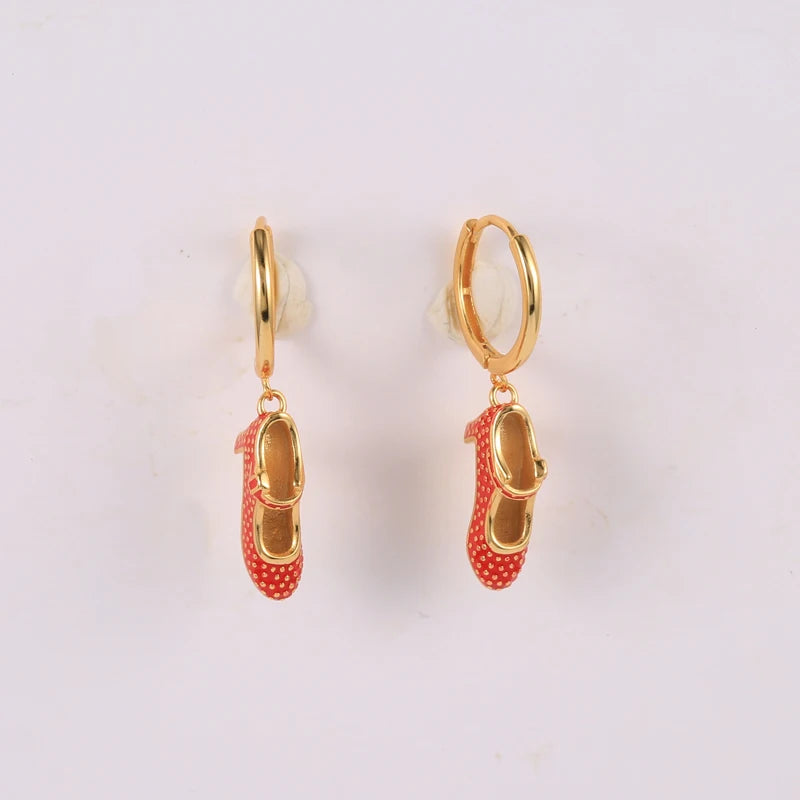 Mini Red Flamenco Dance Shoe Dangle Earrings