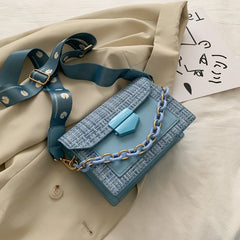 Chain Crossbody Bags Wide Strap Shoulder Bags for Women