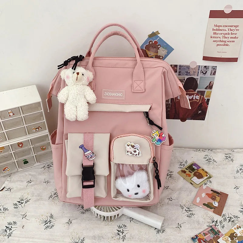 Girl Waterproof Candy Colors Schoolbag Students Leisure High Capacity