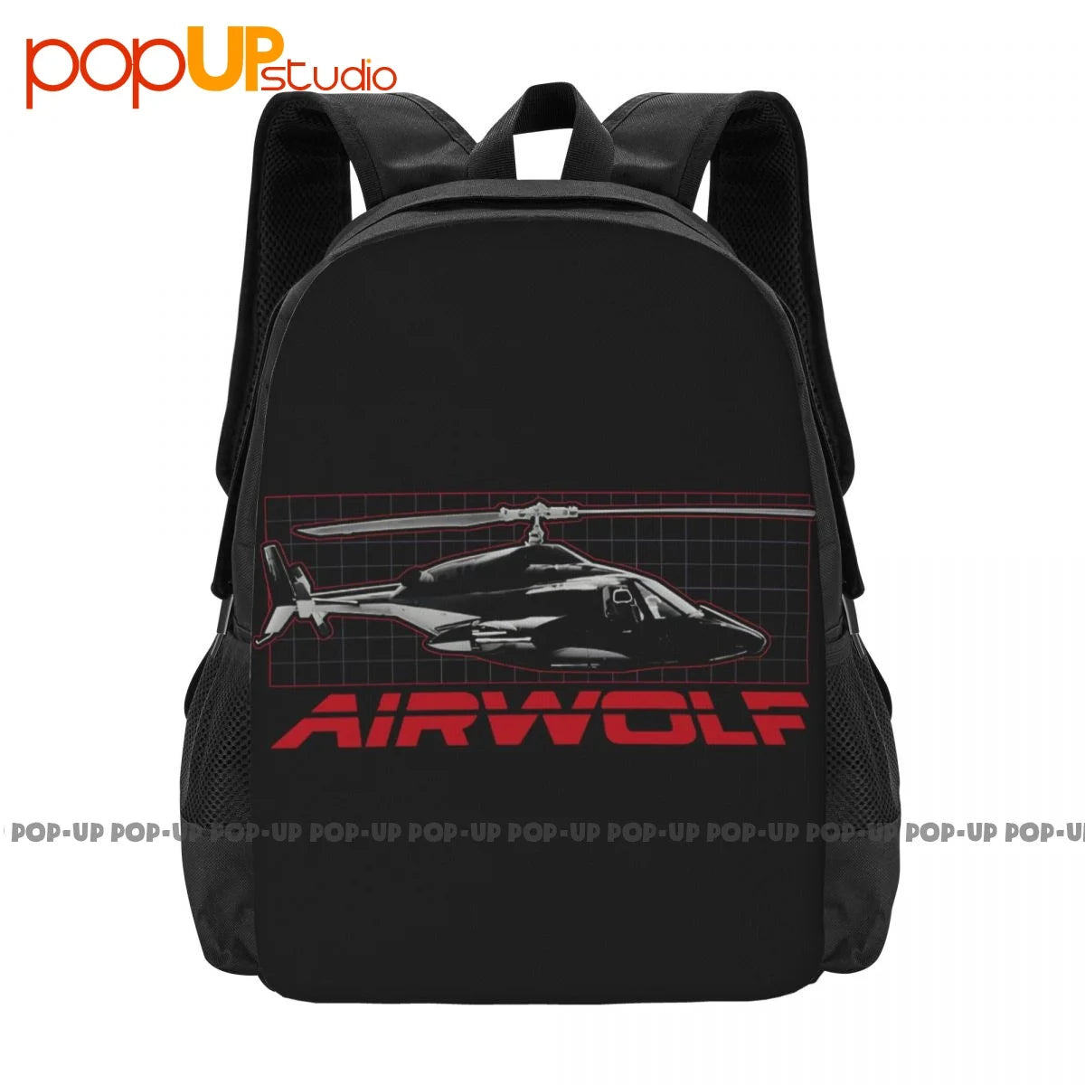 Airwolf Helicopter Grid Backpack Large Capacity Beach Bag