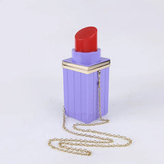 Alirattan Acrylic Bag Lipstick Shape Clutch Shoulder Evening Bag