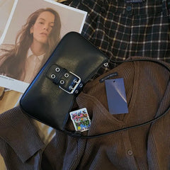 Vintage Women Buckle Shoulder Bag Ladies PU Leather Handbag