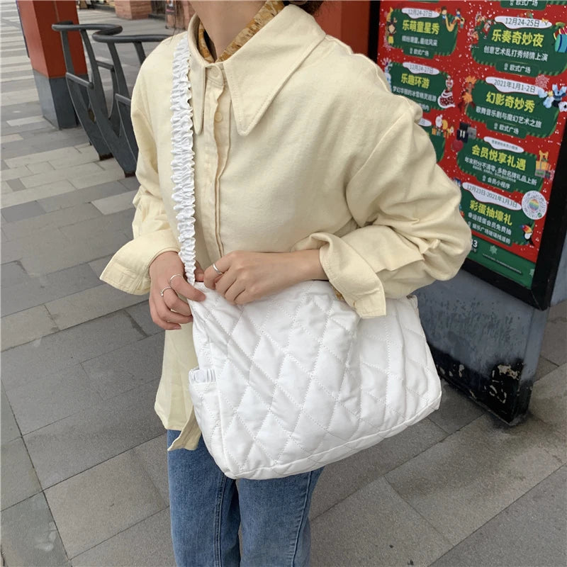 Pleated Women Handbags Large Capacity Ladies Shoulder Messenger Bags