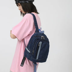 Denim Daypack Double Shoulder School Bag Jean Backpack for Girls