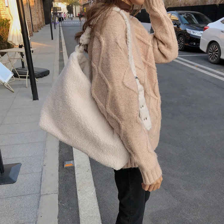 Lamb Plush Bear Shoulder Bag