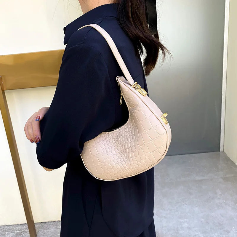 Alligator Half-moon Women's PU Leather Underarm Bag