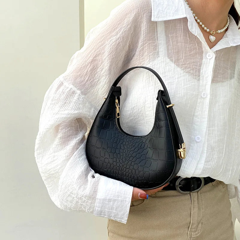 Alligator Half-moon Women's PU Leather Underarm Bag