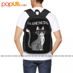Cat Sunglasses Backpack Large Bookbag Shoe Bag