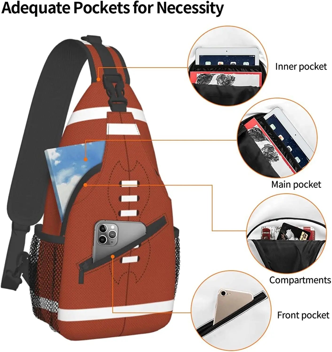 American Football Sling Bag Chest Bag