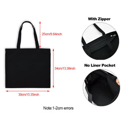 Cat Print Tote Bag for Women Foldable Canvas Handbag Eco Zipper