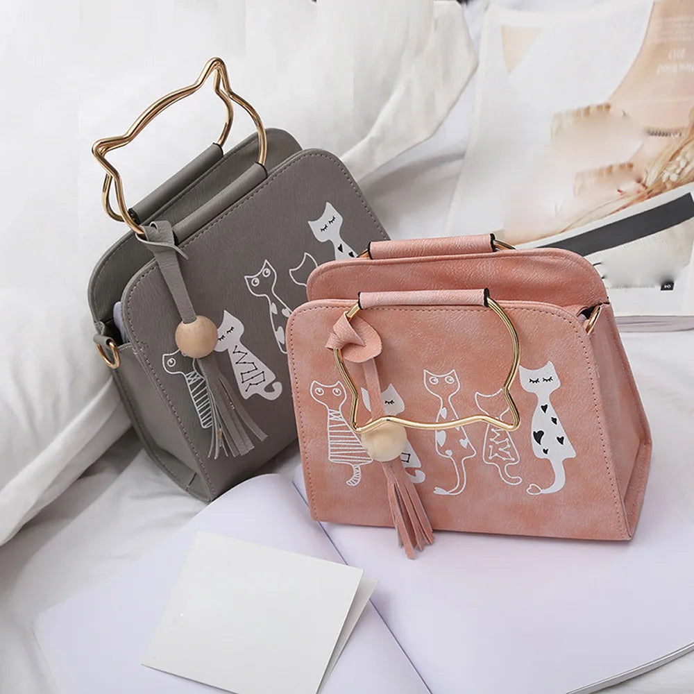 Animal Messenger Bag Shoulder Bags For Women Handbags Cat Rabbit Pattern