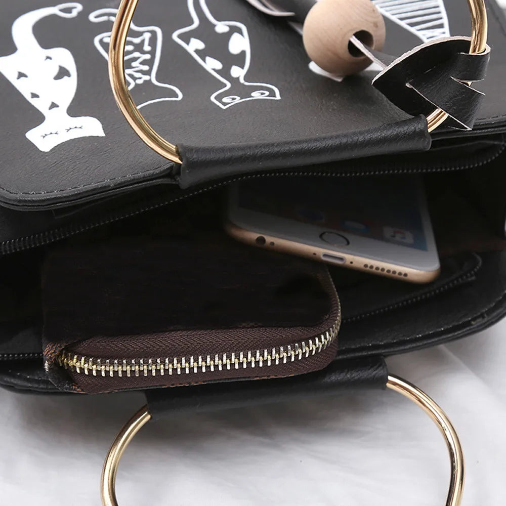 Animal Messenger Bag Shoulder Bags For Women Handbags Cat Rabbit Pattern
