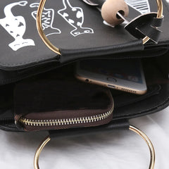 Animal Messenger Bag Shoulder Bags For Women Handbags Cat Rabbit Pattern