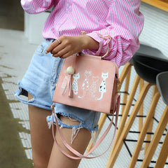 Animal Messenger Bag Shoulder Bags For Women Handbags Cat Rabbit Pattern