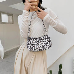 Animal Pattern Print Canvas Shoulder Underarm Bag Ladies Small Purse Handbags