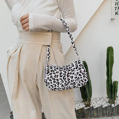 Animal Print Canvas Shoulder Underarm Bag