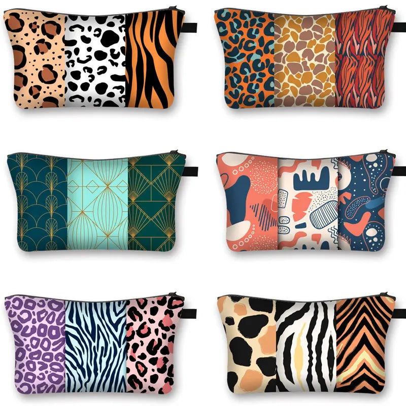 Leopard Print Makeup Bag Water Resistant Cosmetic Organizer for Women