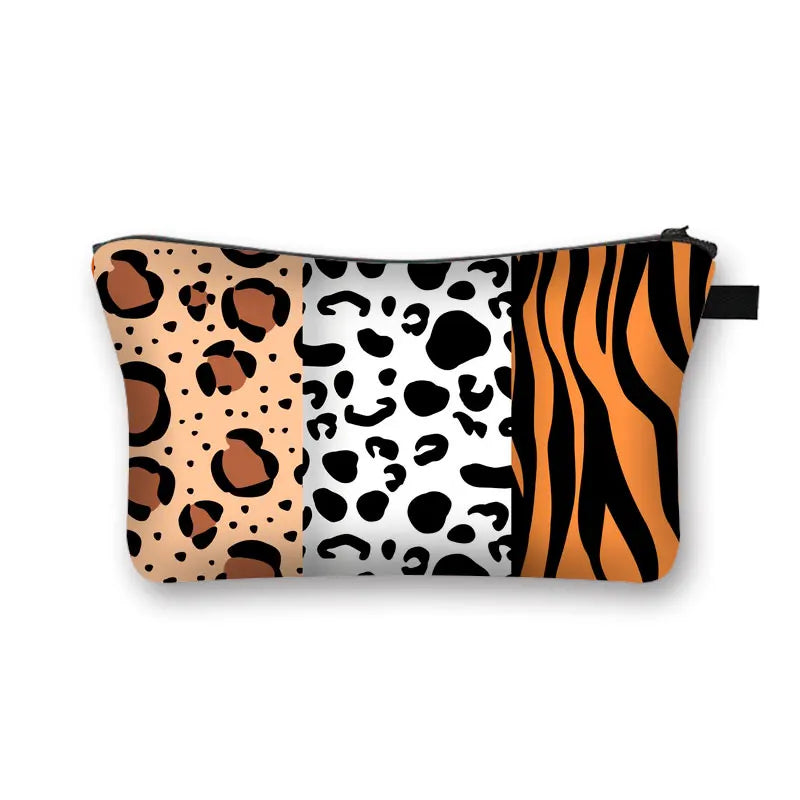 Leopard Print Makeup Bag Water Resistant Cosmetic Organizer for Women