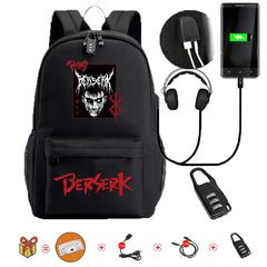 Anime Berserk School Bag Backpack USB Teenagers Backpack Kids Bag