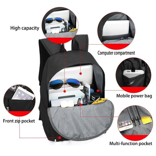 Anime Berserk School Bag Backpack USB Teenagers Backpack Kids Bag