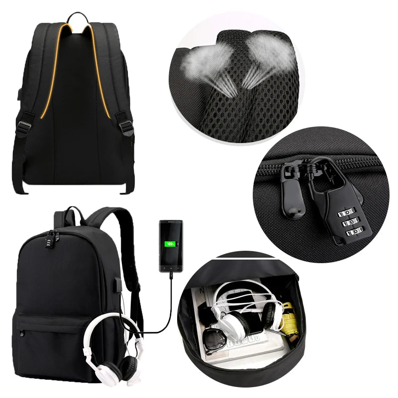Anime Berserk School Bag Backpack USB Teenagers Backpack Kids Bag