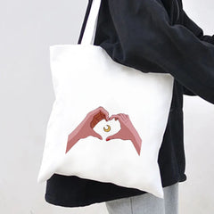 Anime Girl Moon Silhouette Canvas Shoulder Bag Harajuku Handbag Tote Eco Shopper