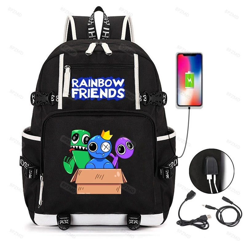 Anime Cosplay Rainbow Backpack Student School Shoulder Bags Teentage Travel Ruck