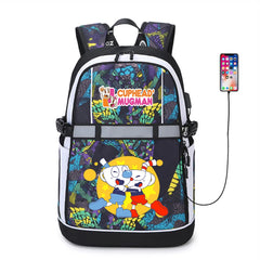 Anime Cuphead Oxford USB Backpack Cartoon Travel Schoolbag