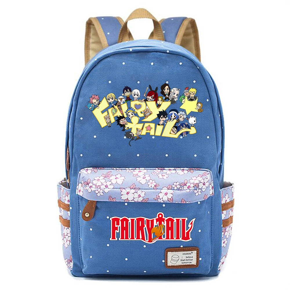 Anime Fairy Tail Zip Print Backpack Student Schoolbag Teenger Packsack