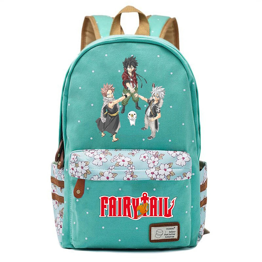 Anime Fairy Tail Zip Print Backpack Student Schoolbag Teenger Packsack