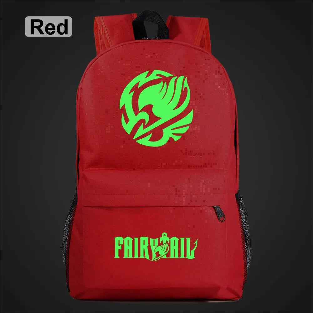 Anime Green Light Luminous Cartoon Fairy Tail Boy Girl School Bag