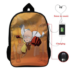 ONE PUNCH-MAN 3D Print USB Backpack Student School Bags Bookbag