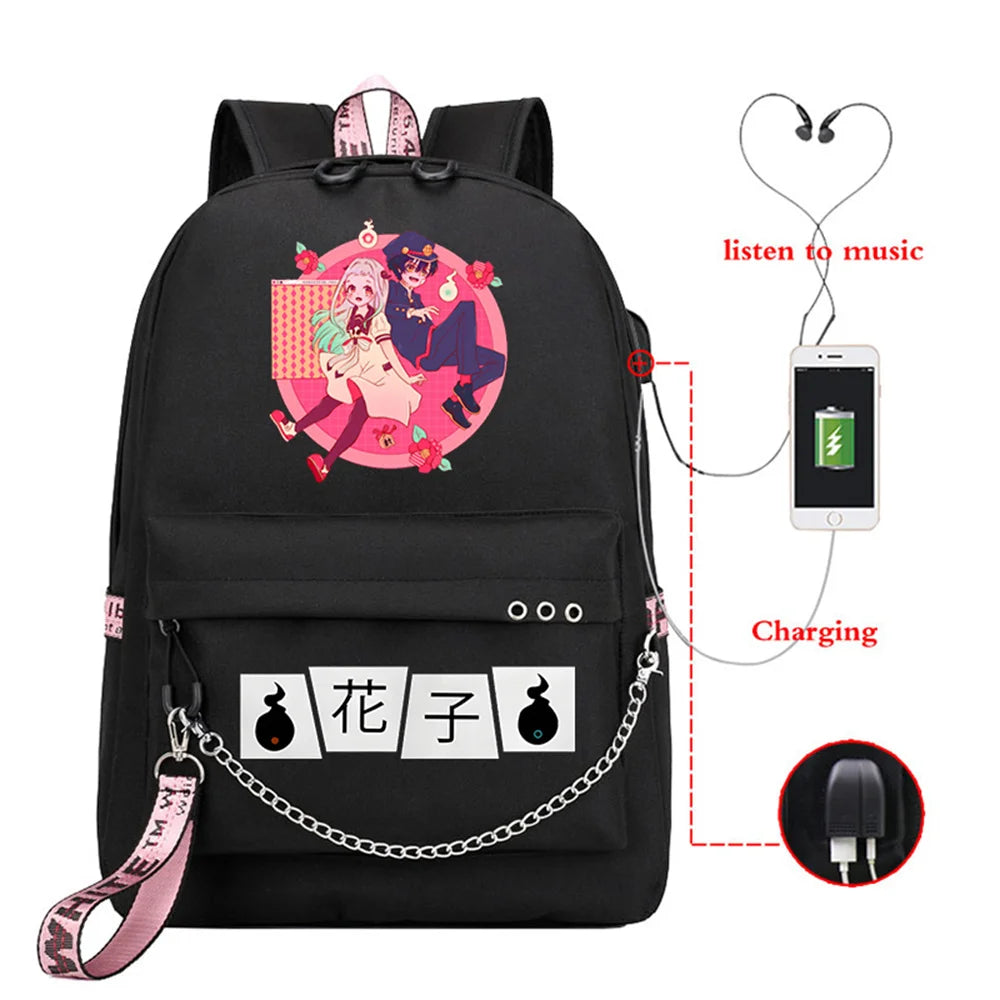 Anime Toilet-Bound Hanako School Backpack USB Manga School Bags